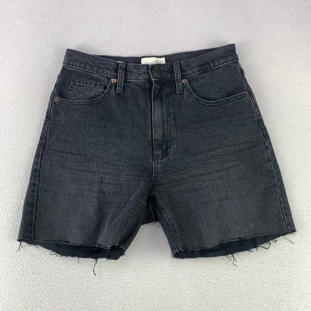 Universal Thread High Rise 90s Straight Jean Shorts Women 4R Black Cut Off Denim